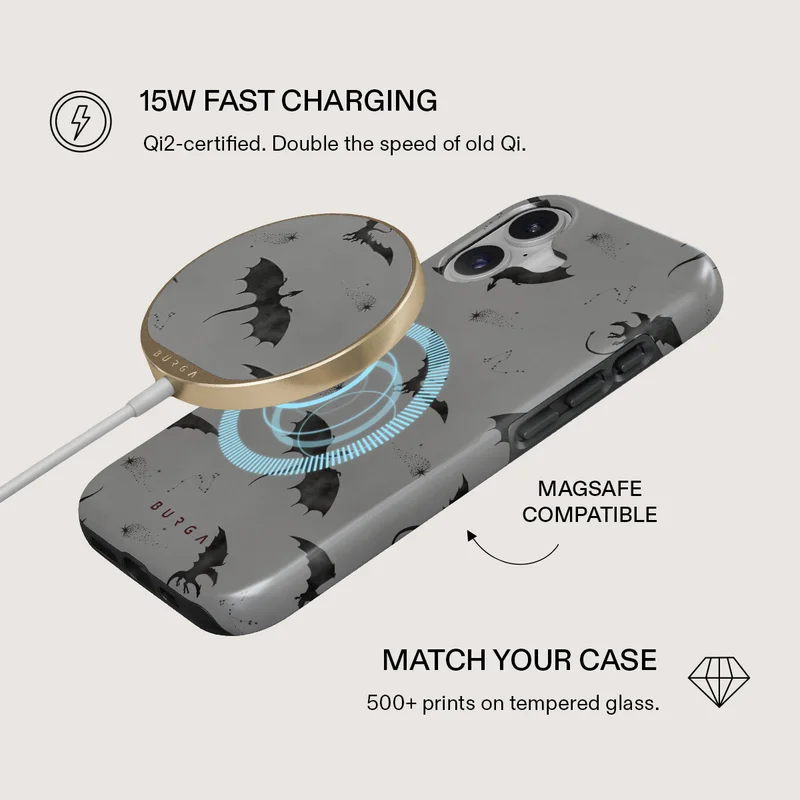 بورجا شاحن لاسلكي مغناطيسي  بقوة  واط معتمد  من بورجا، لوحة شحن سريعة مع كابل  -، متوافق مع أجهزة أندرويد الأحدث و ، تصميم نحيف مناسب للسفر بلون دراكو الذهبي